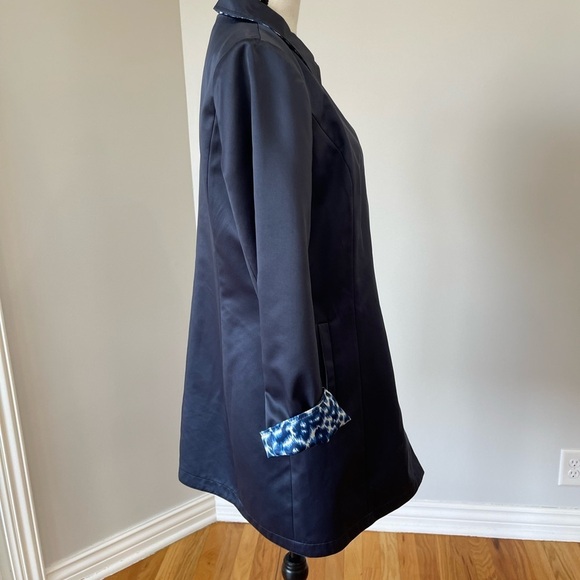 Dennis by Dennis Basso blue and leopard cheetah reversible dress coat size S - Picture 16 of 16